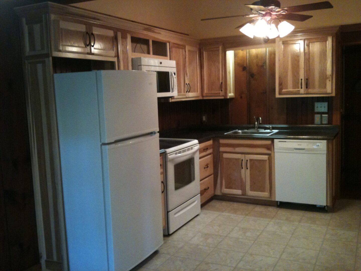 Kitchen with a huge refrigerator