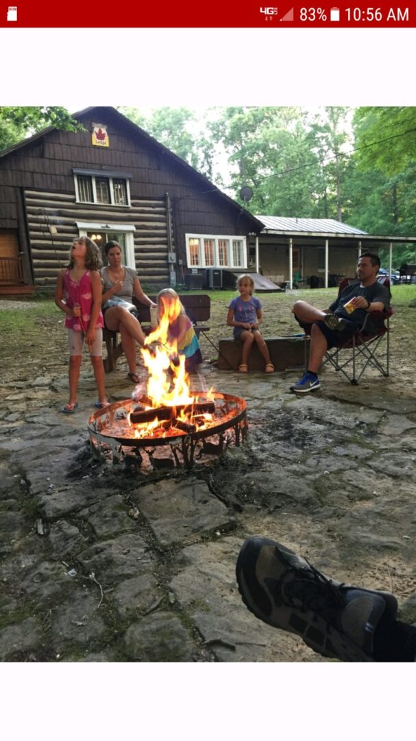 People having a bonfire